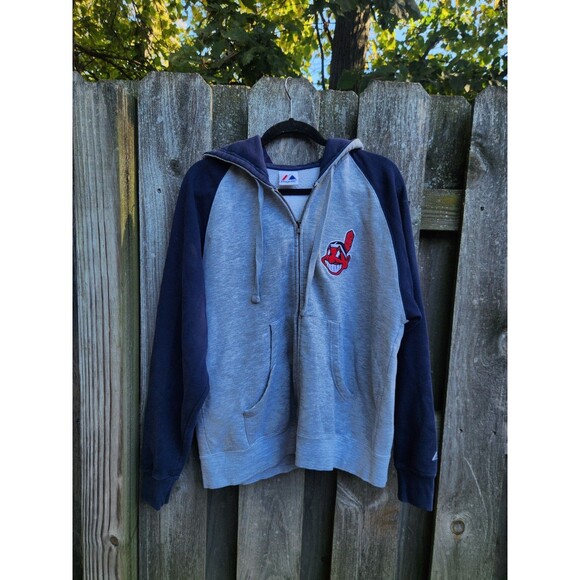 VINTAGE Cleveland Indians Sweatshirt Men Medium Chief Wahoo Guardians Hoodie - Picture 1 of 8